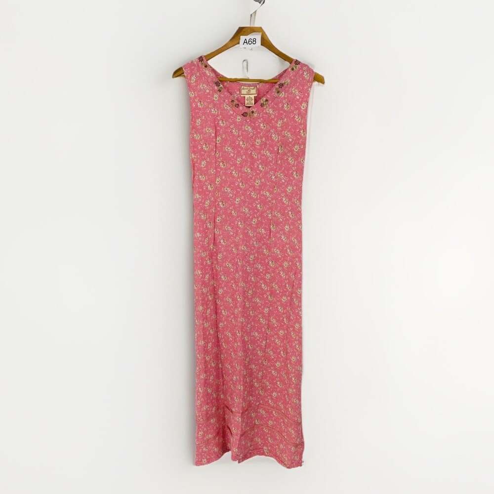 VTG 90s April Cornell Pink Floral Maxi Dress Small Cottagecore Practical Magic